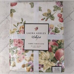 Laura Ashley Lifestyles Fruit Blossom Fabric Tablecloth 60"x120" Floral